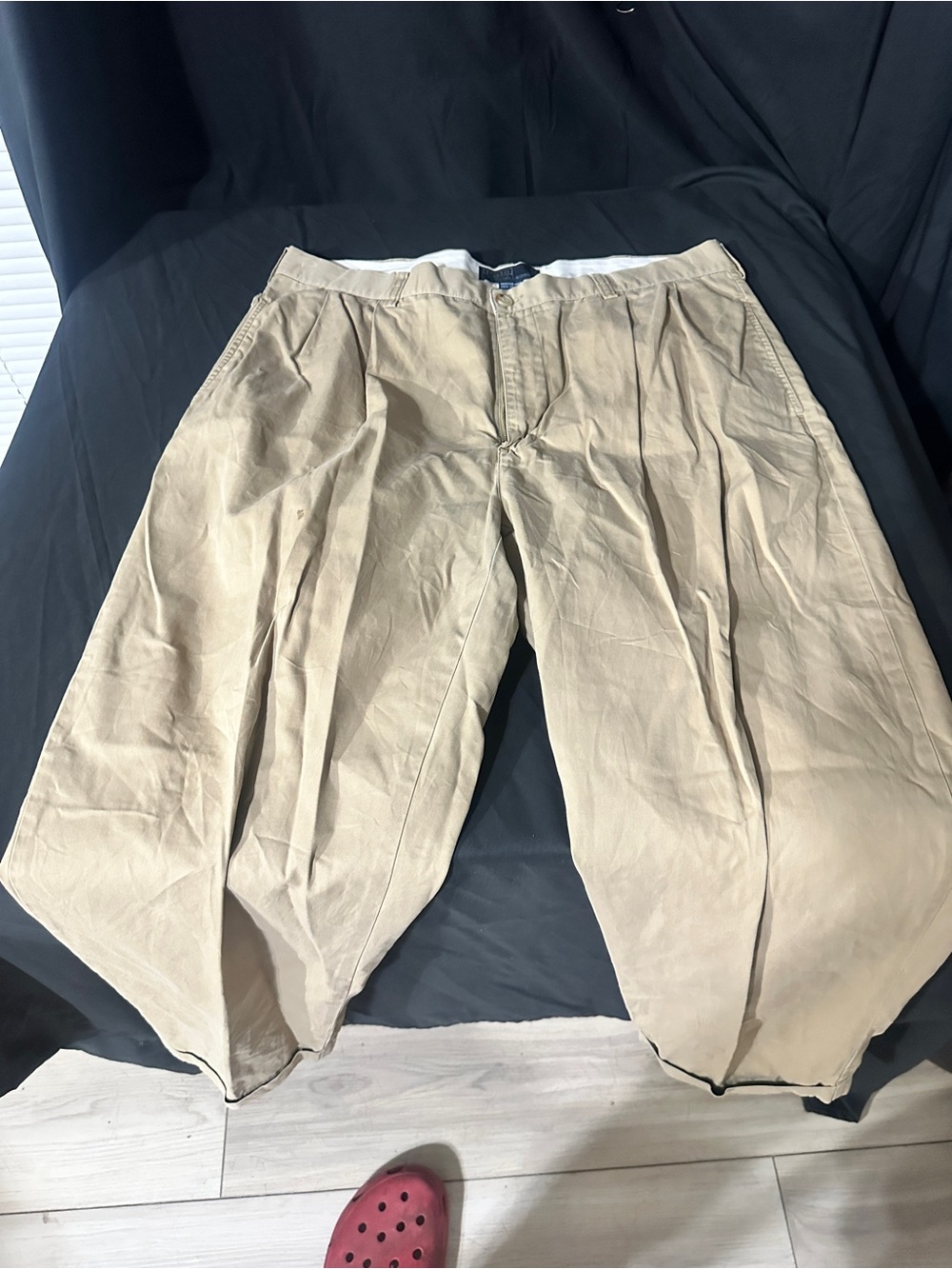 Men's Tan Casual Pleated Chino Pants-Ralph Lauren-size 38x32-#627